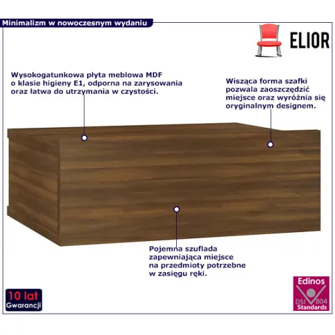 Nowoczesna szafka nocna na ścianę Umeno