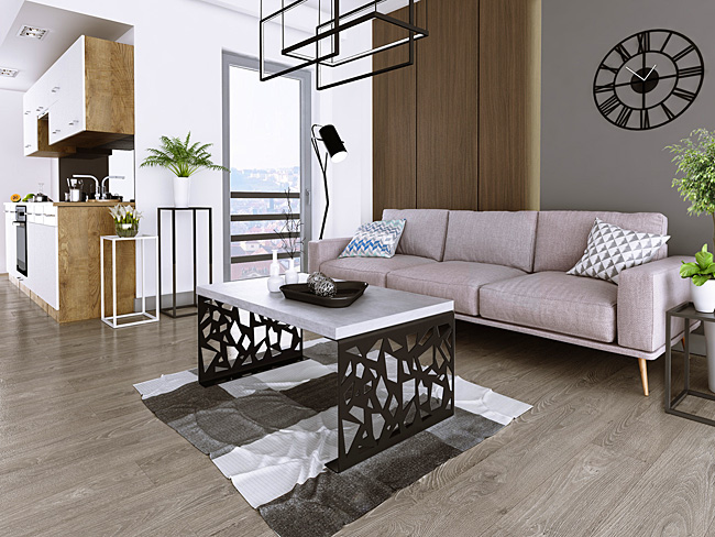 Wizualizacja stolika Ofelio 3X czarny+beton