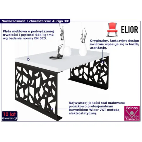 Nowoczesny stolik kawowy Auriga 3X czarny biały