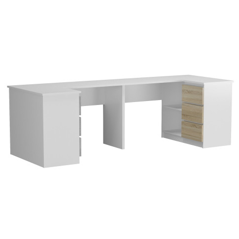 Podwójne biurko narożne biały sonoma Hegi