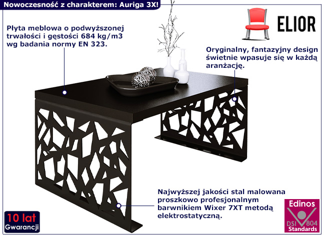 Nowoczesny stolik kawowy Auriga 3X czarny