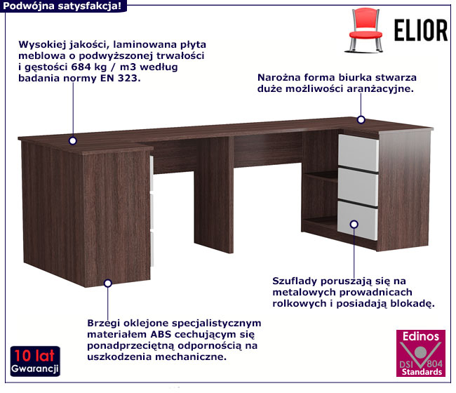 Podwójne biurko dla rodzeństwa wenge Chain