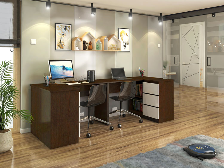 Biurko z podwójnym blatem narożne wenge Chain