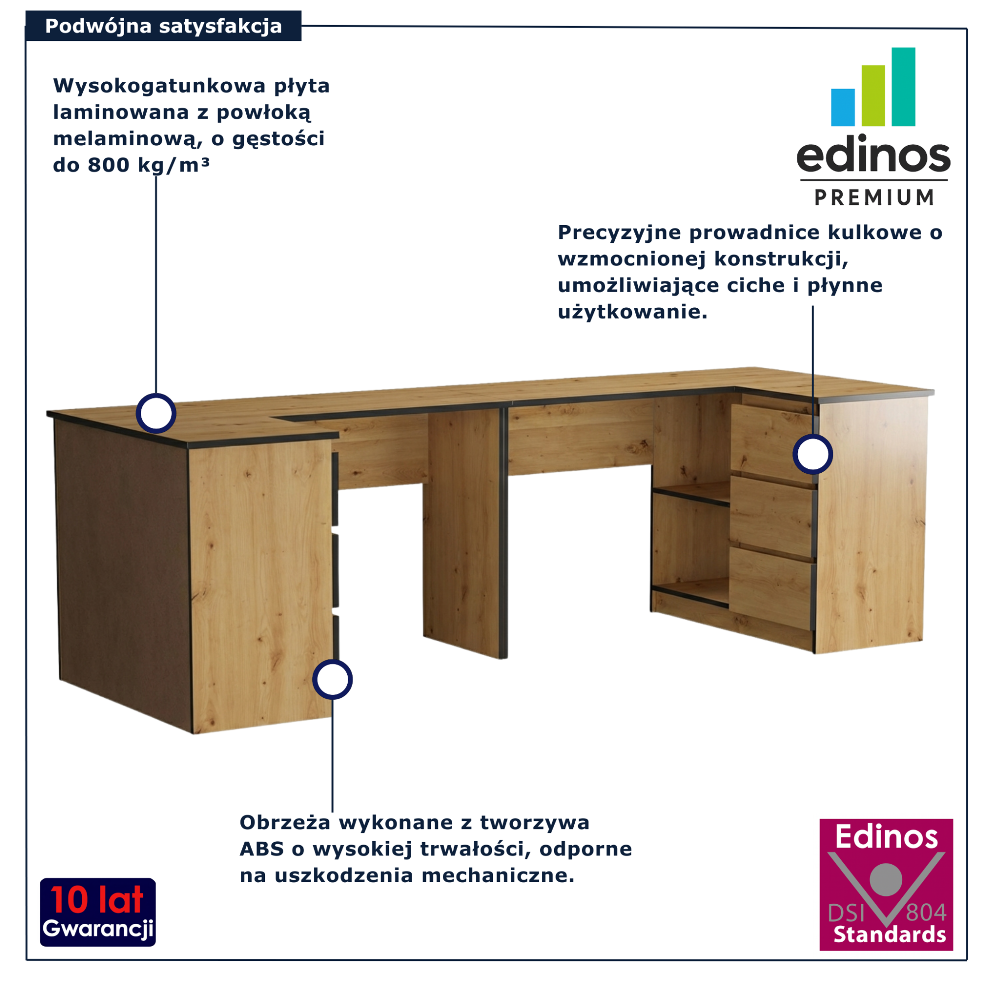 Biurko dla rodzeństwa dąb craft Chain