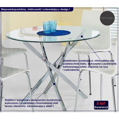 Fotografia Okrągły stół szklany Rexel z kategorii Stoły szklane bezbarwne