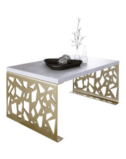 Prostokątny stolik kawowy złoty + beton - Auriga 5X w sklepie Edinos.pl