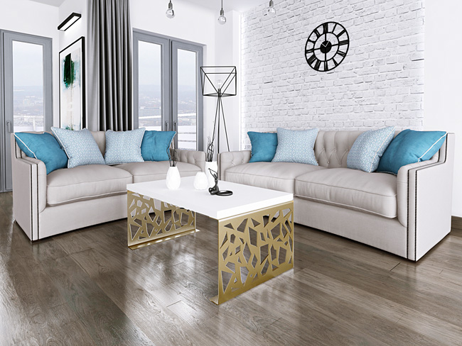 Wizualizacja stolika Ofelio 5X złoty+biały