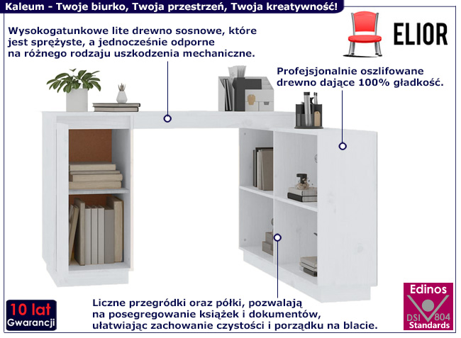 Białe biurko sosnowe Morivo