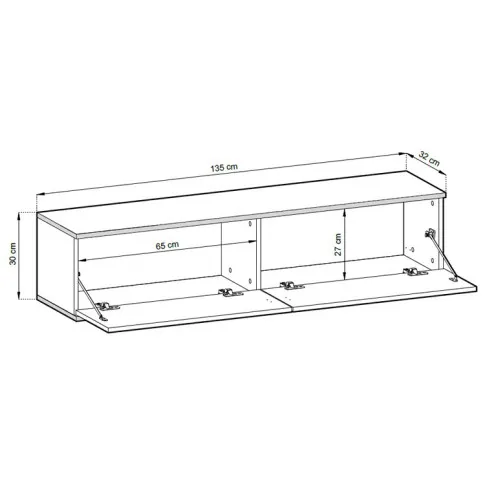 wymiary ściennej szafki rtv 135cm Ormond