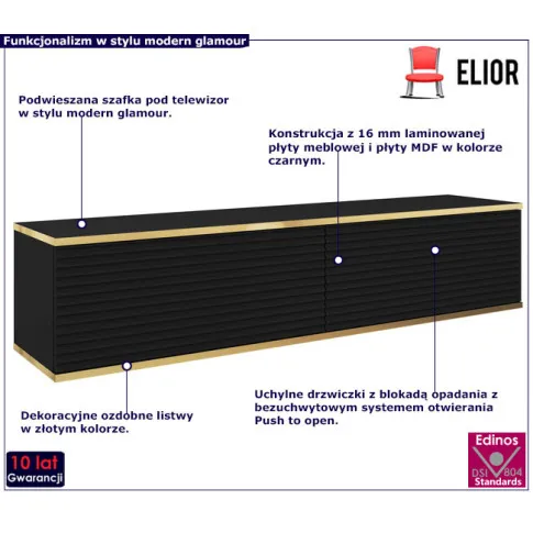 Nowoczesna lamelowa szafka rtv czarna Ormond 4X
