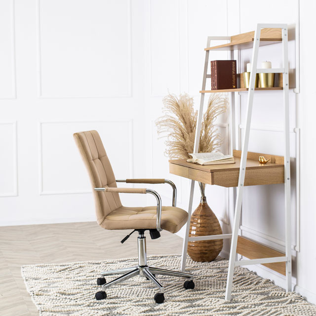 Beżowy fotel biurowy welurowy Vita