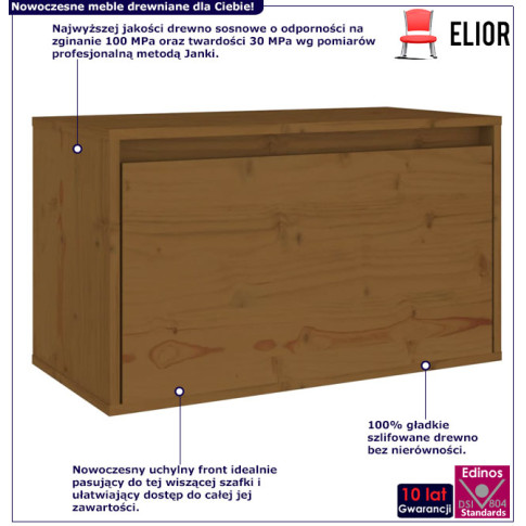 Infografika drewnianej szafki nocnej ściennej miodowy brąz Pios 4X