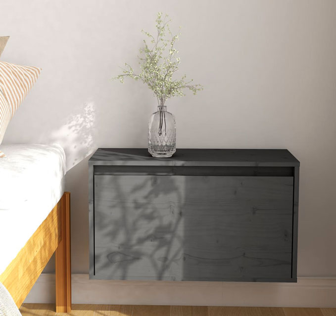 Sypialnia z wykorzystaniem szarej ściennej szafki drewnianej Pios 4X