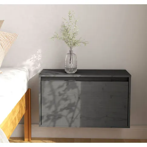 Szara drewniana szafka nocna z uchylnym frontem Pios 4X