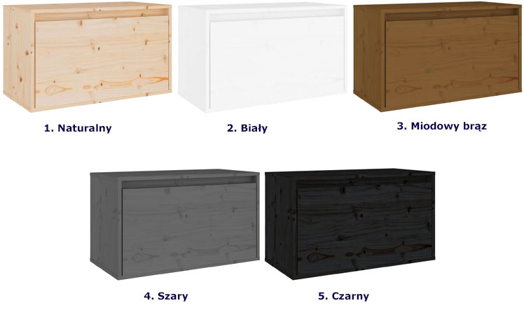 Kolory drewnianej szafki wiszącej z uchylnym frontem Pios 4X