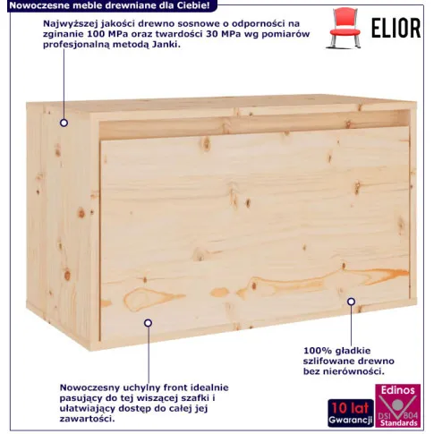 Infografika drewnianej szafki nocnej ściennej naturalny Pios 4X