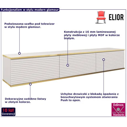 Nowoczesna lamelowa biała szafka rtv Ormond 6X