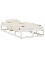 Białe pojedyncze drewniane łóżko młodzieżowe 90x200 - Kaori 3X