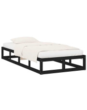 Czarne jednoosobowe łóżko z drewna 90x200 - Kaori 3X w sklepie Edinos.pl