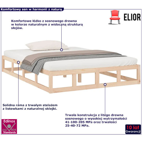 Drewniane łóżko w kolorze naturalnym 120x200 Kaori 4X
