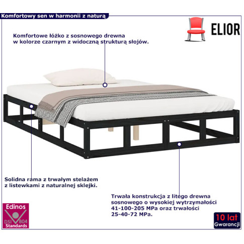 Drewniane łóżko w kolorze czarnym 120x200 Kaori 4X