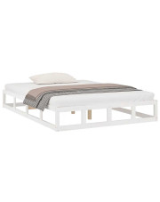 Białe małżeńskie łóżko z drewna 160x200 - Kaori 6X w sklepie Edinos.pl