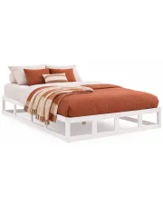 Białe małżeńskie łóżko z drewna 160x200 - Rixo 6X w sklepie Edinos.pl