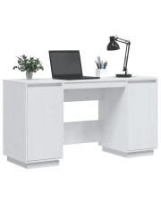 Białe biurko z drzwiczkami drewniane - Cetus w sklepie Edinos.pl