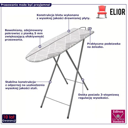 Szara deska do prasowania rozkładana Akla