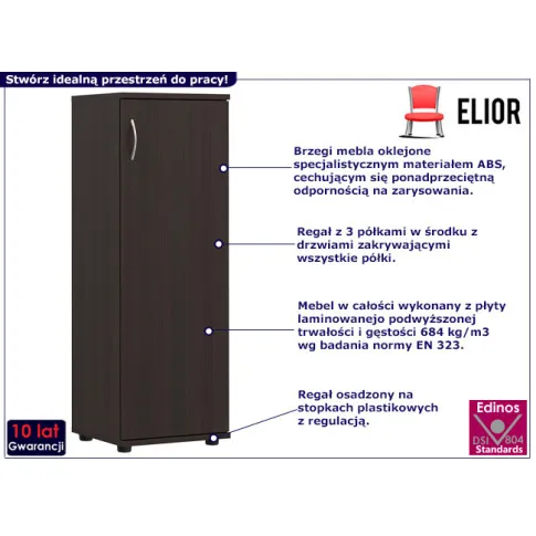 Regał biurowy z drzwiczkami Lepus kolor wenge