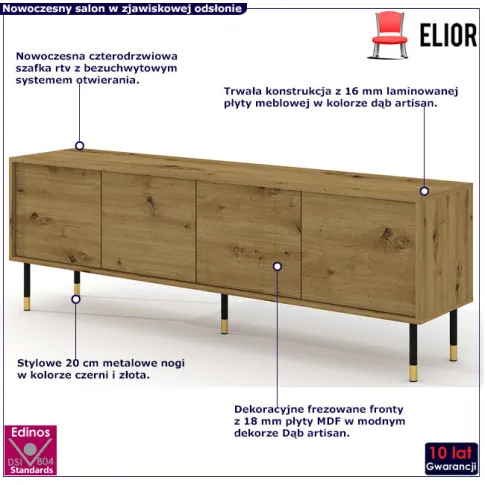 Szafka pod TV do salonu dąb artisan Safran 4X