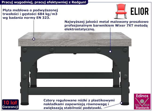 Półka pod monitor Redgun 3X szary dąb