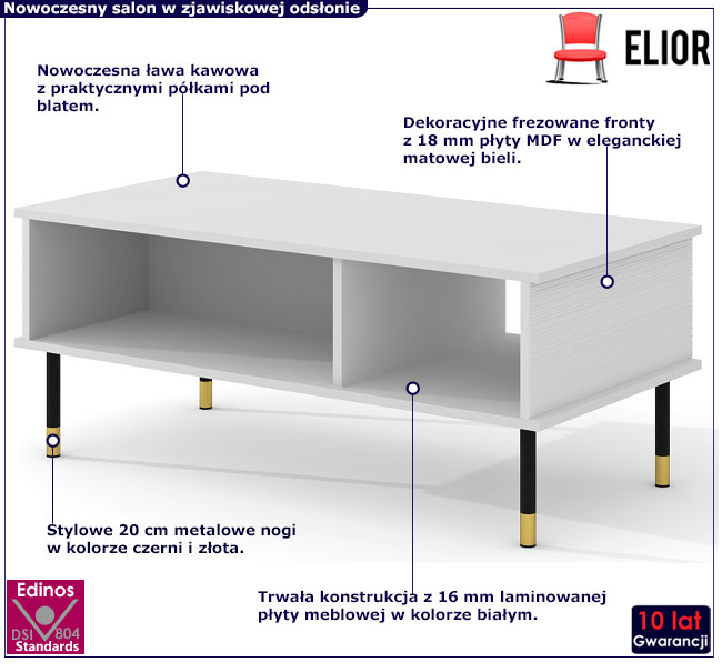 biały stolik kawowy Javens 5X