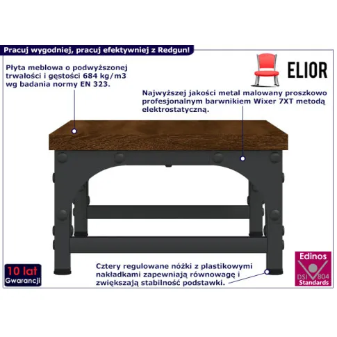 Metalowa półka na monitor Redgun brązowy dąb