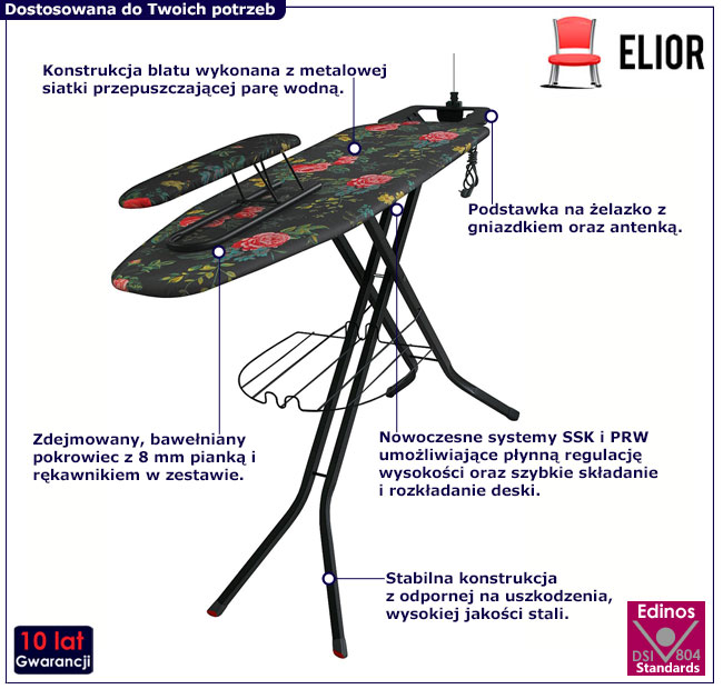 Deska do prasowania z gniazdkiem i półką Rufero