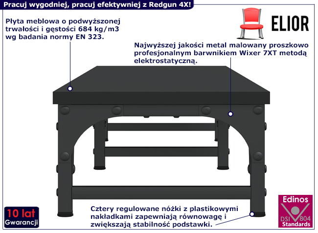 Półka pod monitor Redgun 4X kolor czarny