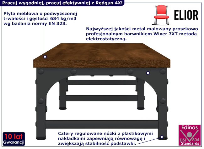 Półka pod monitor Redgun 4X kolor brązowy dąb