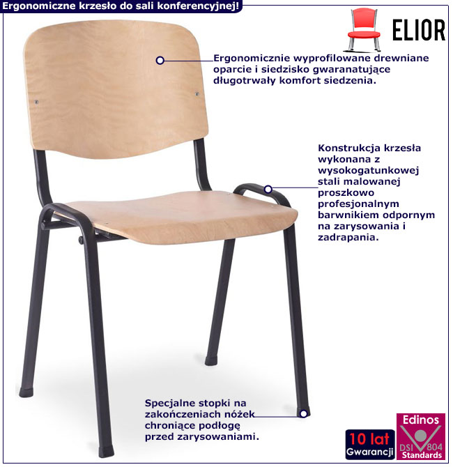 Infografika drewnianego krzesła ISO Miwa 3X