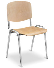 Chromowane krzesło konferencyjne z drewnianym siedziskiem - Miwa 4X w sklepie Edinos.pl