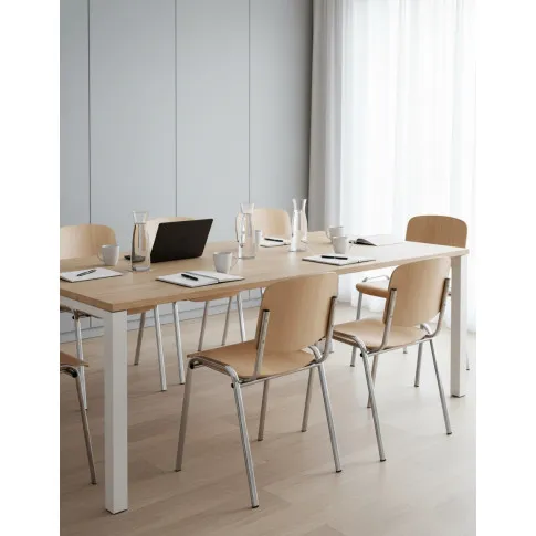 Chromowane krzesło konferencyjne z drewnianym siedziskiem   Eron 4X