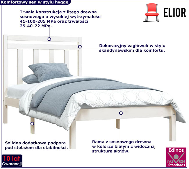 białe łóżko drewniane Selmo 3X
