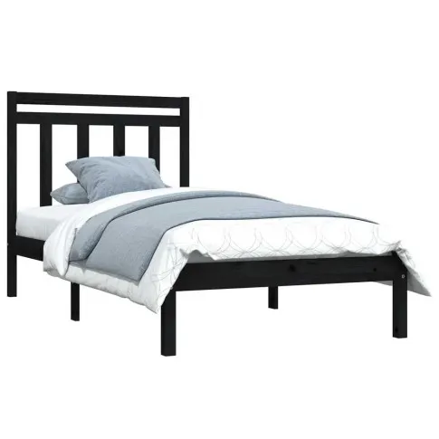 czarne drewniane łóżko Selmo 90x200