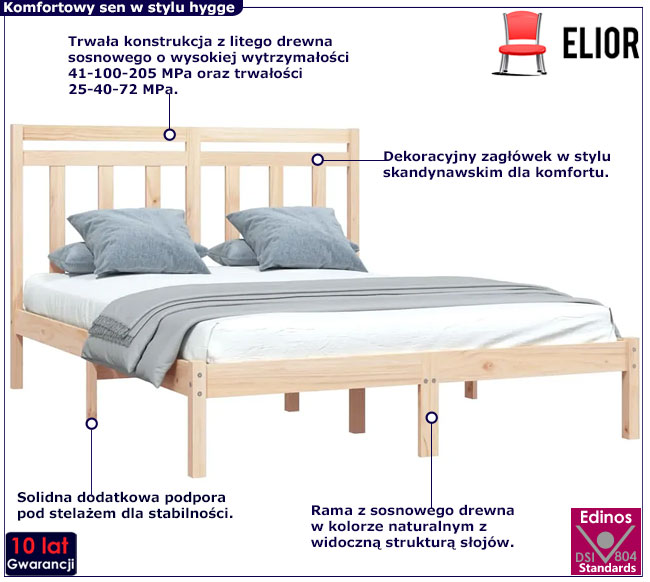 naturalne sosnowe łóżko Selmo 4X