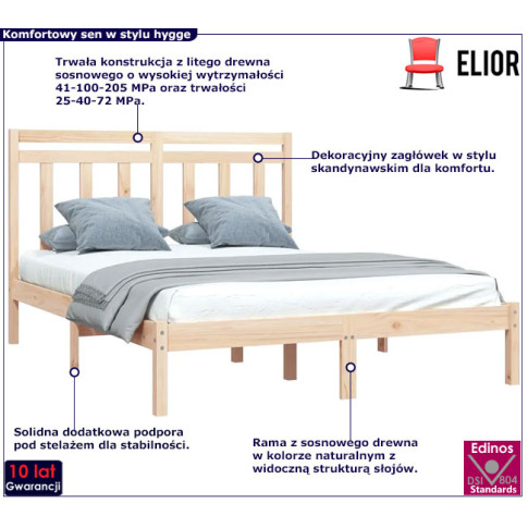 Drewniane łóżko w kolorze naturalnym 120x200 Selmo 4X
