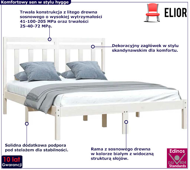 białe drewniane łóżko Selmo 4X
