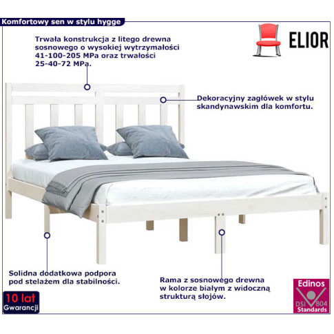 Drewniane łóżko w kolorze białym 120x200 Selmo 4X