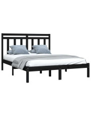Czarne dwuosobowe łóżko drewniane 140x200 - Selmo 5X w sklepie Edinos.pl