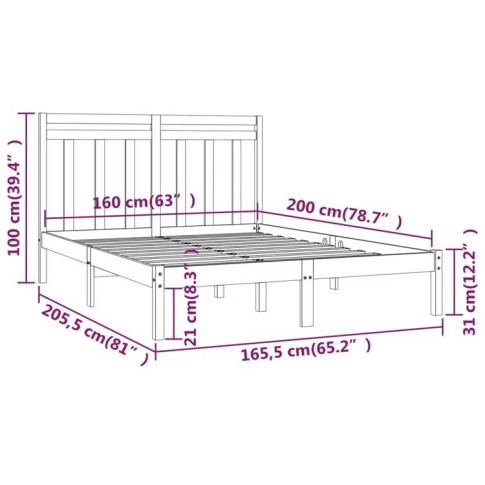 wymiary drewnianego łóżka 160x200 Selmo 6X