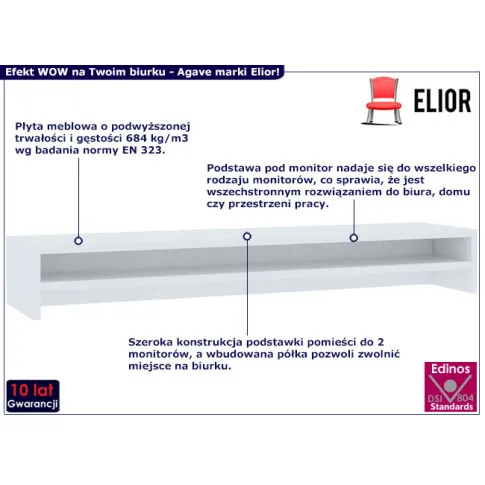 Klasyczna półka na biurko Agave kolor biały