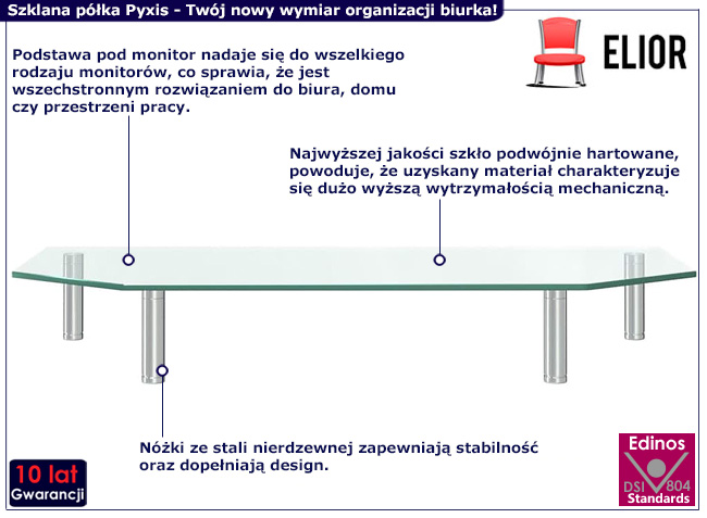 Nowoczesna półka na biurko Pyxis